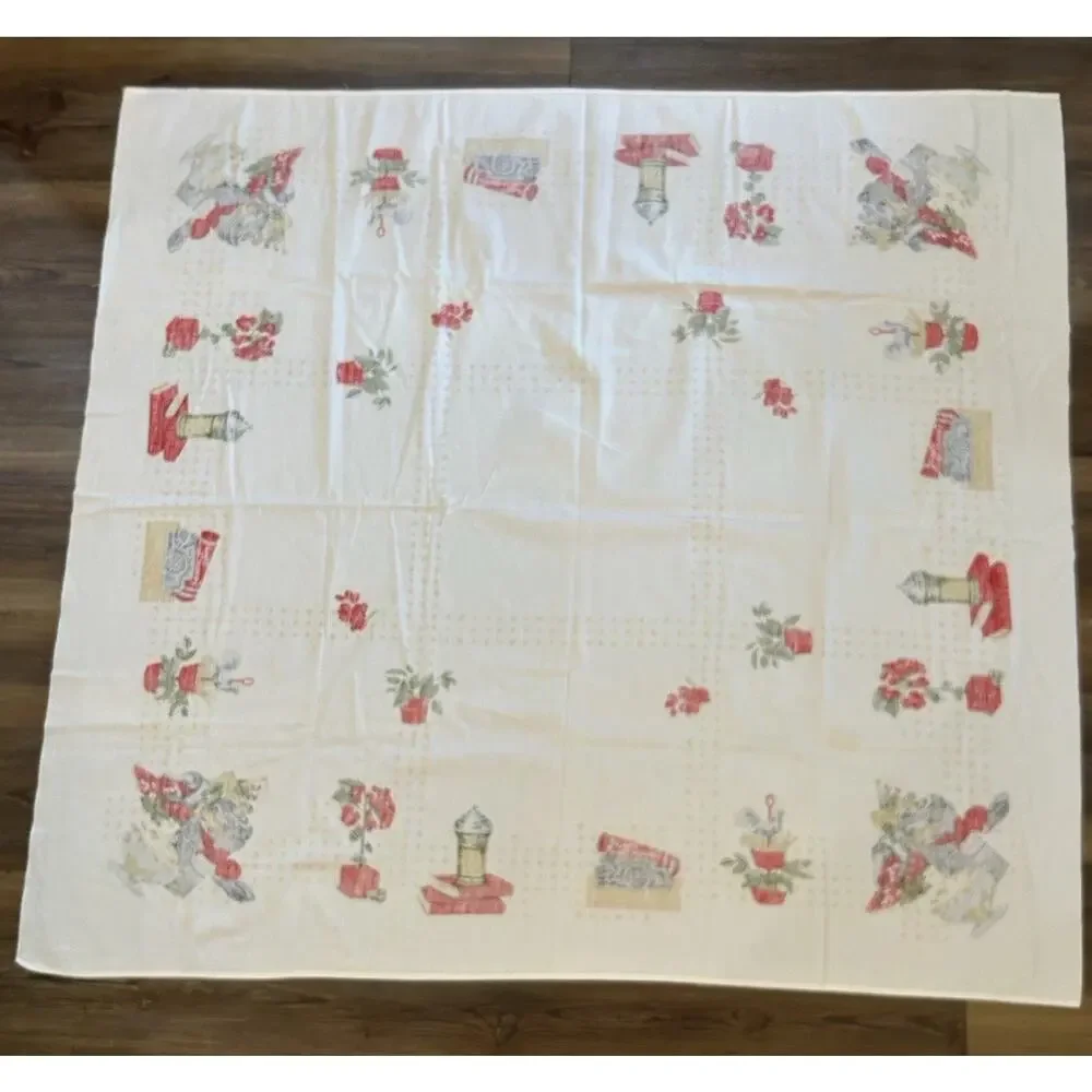 VTG MCM Post War 40s/50s Primitive‎ Linen Tablecloth 47